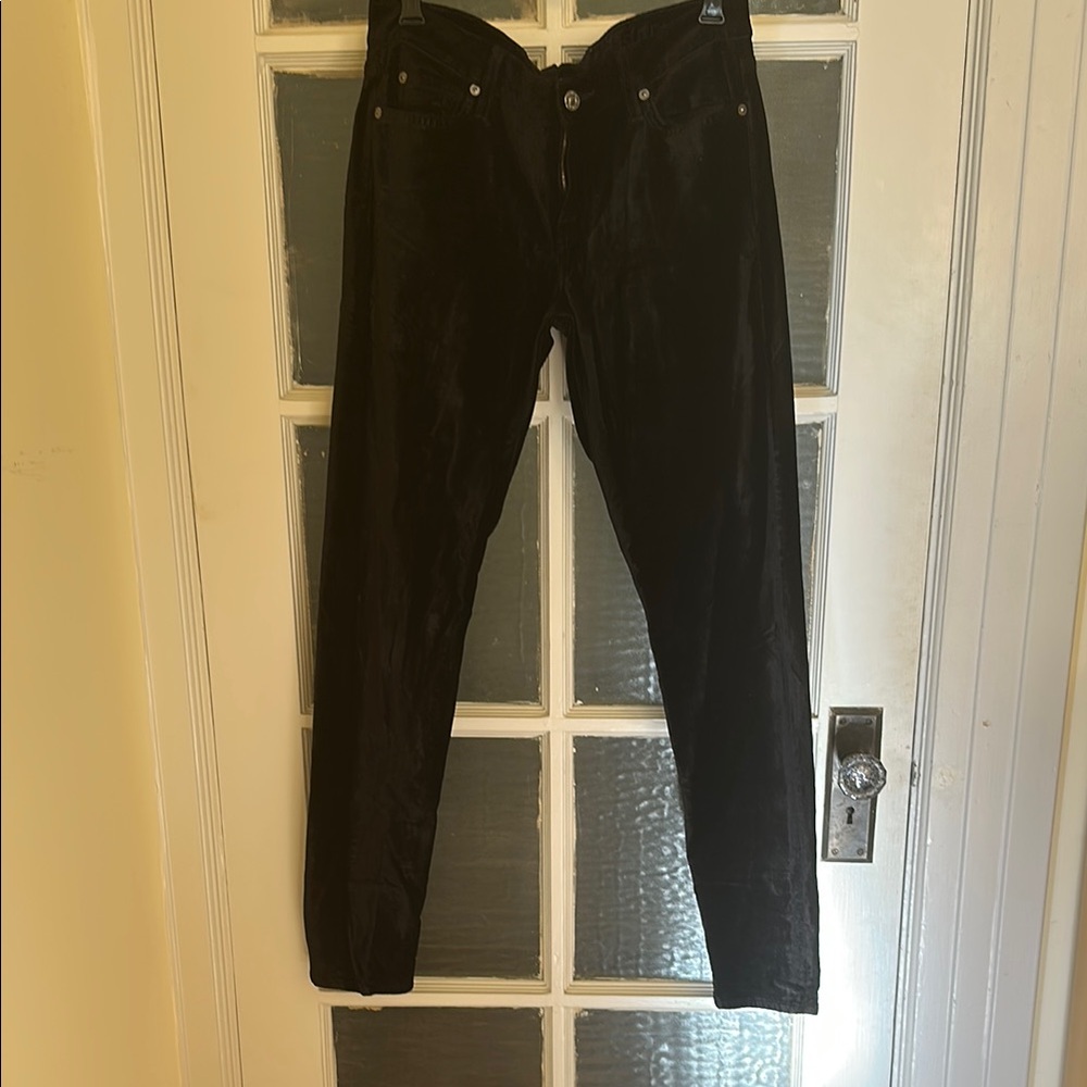 7 For All Mankind The Skinny Black Velvet Trousers
